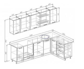 Угловой кухонный гарнитур Муссон 2600х1600 мм в Югорске - yugorsk.mebel-e96.ru