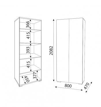 Шкаф 800 мм Осло (ручка брусок) полки (Риннер) в Югорске - yugorsk.mebel-e96.ru