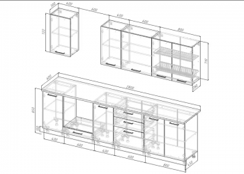 Кухонный гарнитур Санторини 2800 мм, Стол. 26 мм в Югорске - yugorsk.mebel-e96.ru