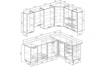 Угловой кухонный гарнитур Смоки 2200*1600 мм МДФ Sanvut в Югорске - yugorsk.mebel-e96.ru