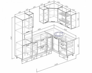 Угловой кухонный гарнитур Жемчуг 2400х1600 мм в Югорске - yugorsk.mebel-e96.ru