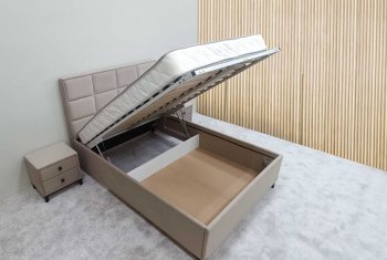 Кровать с подъемным механизмом Мега беж (Лин) в Югорске - yugorsk.mebel-e96.ru