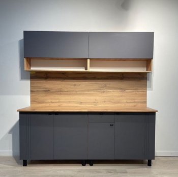 Кухонный гарнитур Монако 2000 мм графит (СВ) в Югорске - yugorsk.mebel-e96.ru