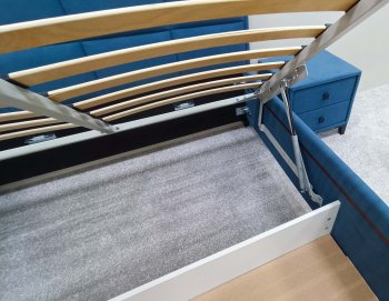 Кровать с подъемным механизмом Мега синий (Лин) в Югорске - yugorsk.mebel-e96.ru