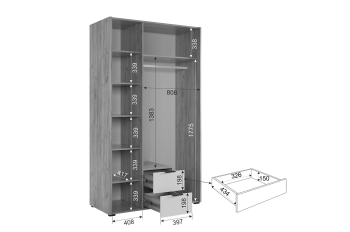 Шкаф 1260 мм трехдверный Адам графит (Мебельсон) в Югорске - yugorsk.mebel-e96.ru