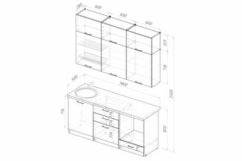 Кухонный гарнитур Альба макси 1800 мм (Герда) в Югорске - yugorsk.mebel-e96.ru
