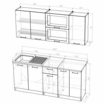 Кухонный гарнитур Алина макси 1800 мм (Герда) в Югорске - yugorsk.mebel-e96.ru