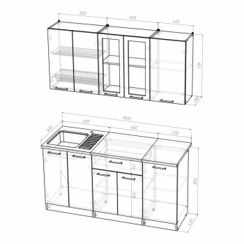 Кухонный гарнитур Алина стандарт 1600 мм (Герда) в Югорске - yugorsk.mebel-e96.ru