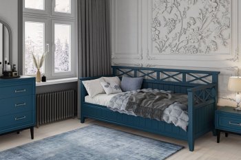 Кровать из массива Амелия сапфир без ящиков (БМ) в Югорске - yugorsk.mebel-e96.ru