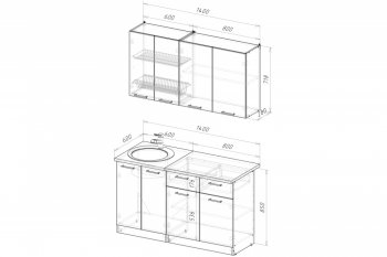 Кухонный гарнитур Антика медиум 2 1400 мм (Герда) в Югорске - yugorsk.mebel-e96.ru