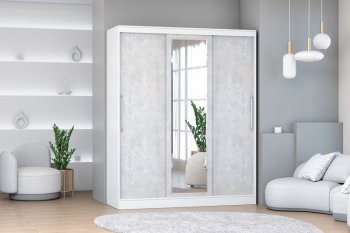 Шкаф-купе 1700 мм 3-х дверный с 1-м зеркалом (арт. 012) белый/цемент (Диал) в Югорске - yugorsk.mebel-e96.ru