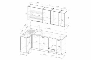 Кухонный гарнитур Асая прайм 400 1100х2000 мм (Герда) в Югорске - yugorsk.mebel-e96.ru