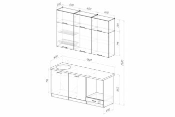 Кухонный гарнитур Асая макси 2 1800 мм ПМ (Герда) в Югорске - yugorsk.mebel-e96.ru