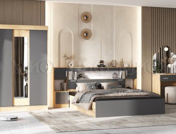 Спальный гарнитур Бася крафт/графит (Миф) в Югорске - yugorsk.mebel-e96.ru