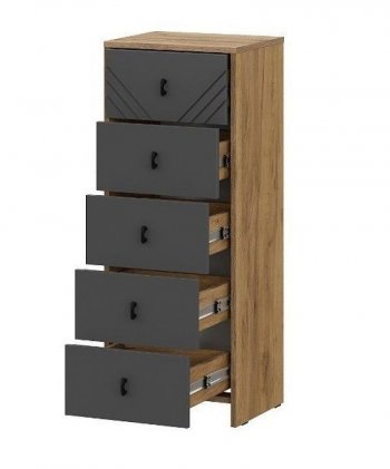 Комод (5 ящиков) Байкал Графит/Дуб золотой (СВ) в Югорске - yugorsk.mebel-e96.ru