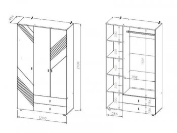 Шкаф 1200 мм трехстворчатый (с ящиками) Байкал (СВ) в Югорске - yugorsk.mebel-e96.ru
