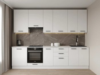 Кухонный гарнитур высокий Белый глянец 3000 мм МДФ (Санвут) в Югорске - yugorsk.mebel-e96.ru