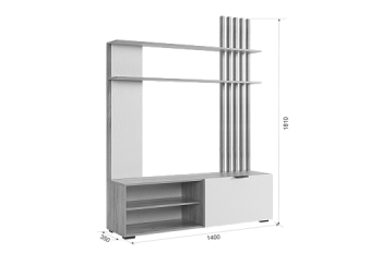 Стенка Бери К1 графит (Мебельсон) в Югорске - yugorsk.mebel-e96.ru