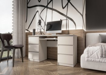 Письменный стол Челси 6 ящиков кашемир (Миф) в Югорске - yugorsk.mebel-e96.ru