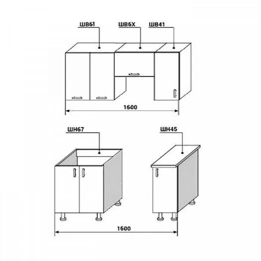 Кухонный гарнитур Диана-4У Лофт 1600 мм в Югорске - yugorsk.mebel-e96.ru