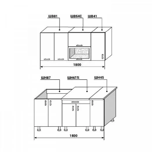 Кухонный гарнитур Диана-4У Лофт 1800 мм в Югорске - yugorsk.mebel-e96.ru