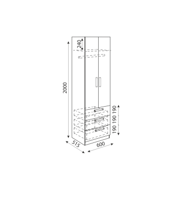 Шкаф 600 мм с ящиками Дуглас М04 (Риннер) в Югорске - yugorsk.mebel-e96.ru