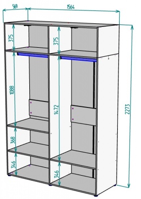 Шкаф 1564 мм Erik H313 + Антресоль HA4 (Дуб вотан) в Югорске - yugorsk.mebel-e96.ru