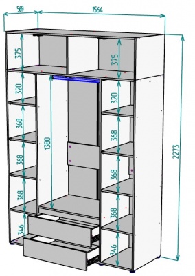 Шкаф 1564 мм Erik H328 + Антресоль HA4 (Графит) в Югорске - yugorsk.mebel-e96.ru