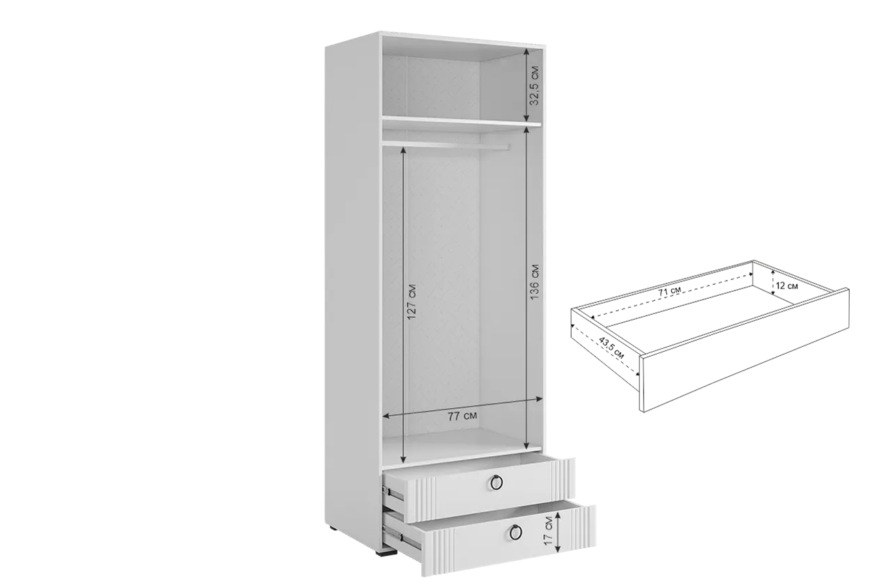 Шкаф 800 мм Ева двухдверный 103.01 (Мебельсон) в Югорске - yugorsk.mebel-e96.ru