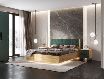 Кровать парящая Флэш крафт/грин (Миф) в Югорске - yugorsk.mebel-e96.ru