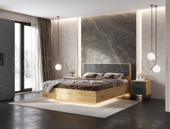 Кровать парящая Флэш крафт/графит(Миф) в Югорске - yugorsk.mebel-e96.ru