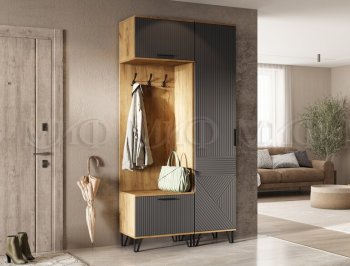 Прихожая Флэш комп. 3, крафт/графит (Миф) в Югорске - yugorsk.mebel-e96.ru