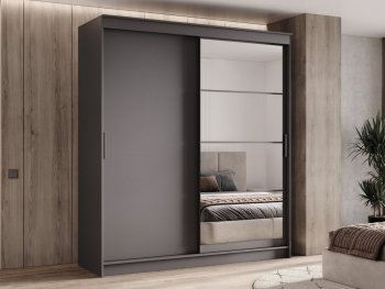 Шкаф-купе 2000 мм Гранд-1 ЛДСП/Зеркало, графит (Эра) в Югорске - yugorsk.mebel-e96.ru