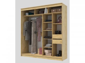 Шкаф-купе 2000 мм Гранд-1 ЛДСП/Зеркало, дуб вотан (Эра) в Югорске - yugorsk.mebel-e96.ru