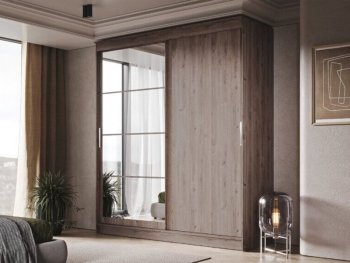 Шкаф-купе 2000 мм Гранд-1 ЛДСП/Зеркало, дуб горный (Эра) в Югорске - yugorsk.mebel-e96.ru