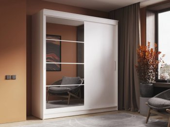 Шкаф-купе 2000 мм Гранд-1 ЛДСП/Зеркало, Белый (Эра) в Югорске - yugorsk.mebel-e96.ru