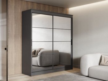 Шкаф-купе 2000 мм Гранд-1 зеркало/зеркало, графит (Эра) в Югорске - yugorsk.mebel-e96.ru