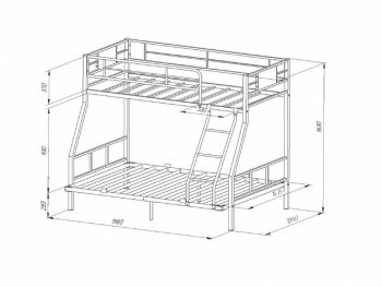 Кровать двухъярусная Гранада-1ПЯЯ 140 в Югорске - yugorsk.mebel-e96.ru