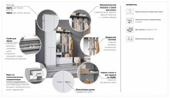 Прихожая Интер со шкафом ателье светлый/белый (Имп) в Югорске - yugorsk.mebel-e96.ru