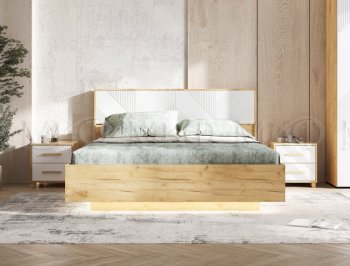 Кровать парящая Ирис крафт/белый с подсветкой (Миф) в Югорске - yugorsk.mebel-e96.ru