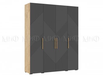 Шкаф 1800 мм Ирис с антресолью крафт/графит (Миф) в Югорске - yugorsk.mebel-e96.ru