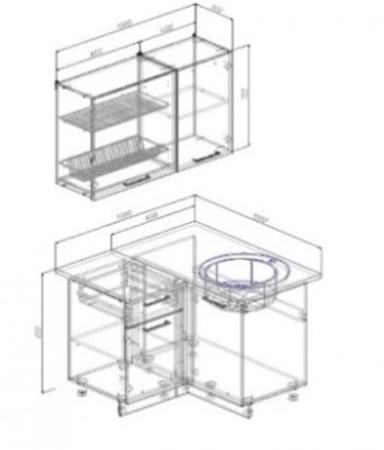 Кухонный гарнитур угловой Антрацит 1000*1000 в Югорске - yugorsk.mebel-e96.ru