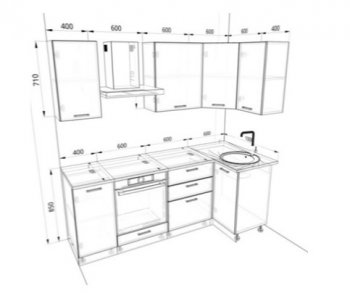 Угловой кухонный гарнитур Изумруд 2200*1000 мм в Югорске - yugorsk.mebel-e96.ru