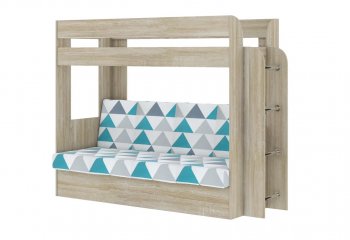 Кровать 2-х ярусная с диваном Карамель 75 сонома (NILS MINT) в Югорске - yugorsk.mebel-e96.ru