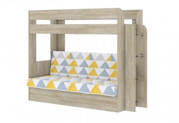 Кровать 2-х ярусная с диваном Карамель 75 сонома (Otto Yellow) в Югорске - yugorsk.mebel-e96.ru