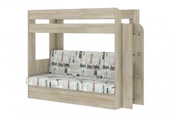 Кровать 2-х ярусная с диваном Карамель 75 сонома/газета в Югорске - yugorsk.mebel-e96.ru