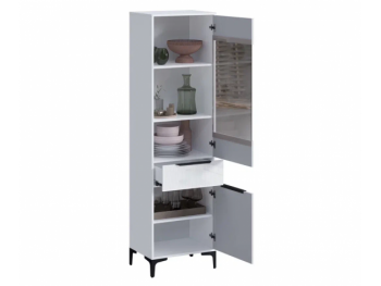 Пенал 550 мм со стеклом Кимберли белый (Handis) в Югорске - yugorsk.mebel-e96.ru