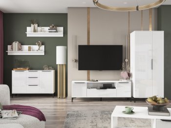 Стенка Кимберли белый, модульная (Handis) в Югорске - yugorsk.mebel-e96.ru