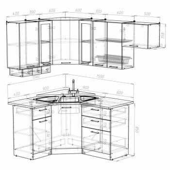 Кухонный гарнитур Кира литл 1300х2000 мм (Герда) в Югорске - yugorsk.mebel-e96.ru