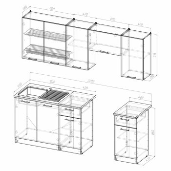 Кухонный гарнитур Кира компакт 2200 мм (Герда) в Югорске - yugorsk.mebel-e96.ru